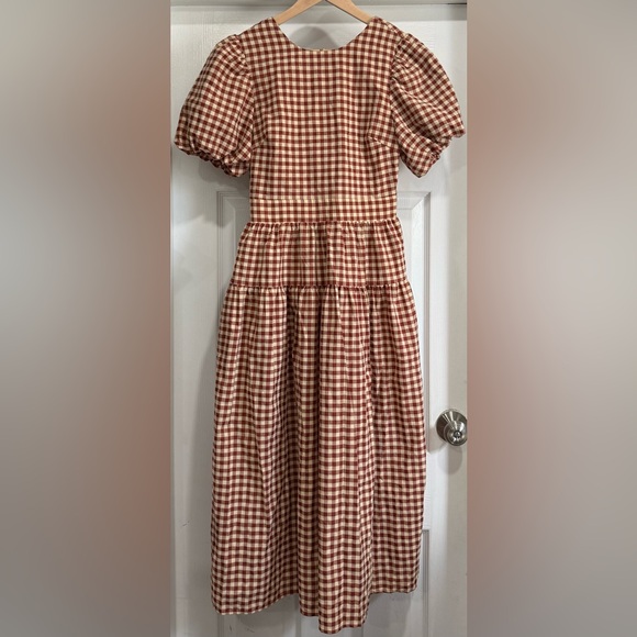 En Saison Red and White A-Line Skirt - Picture 4 of 9